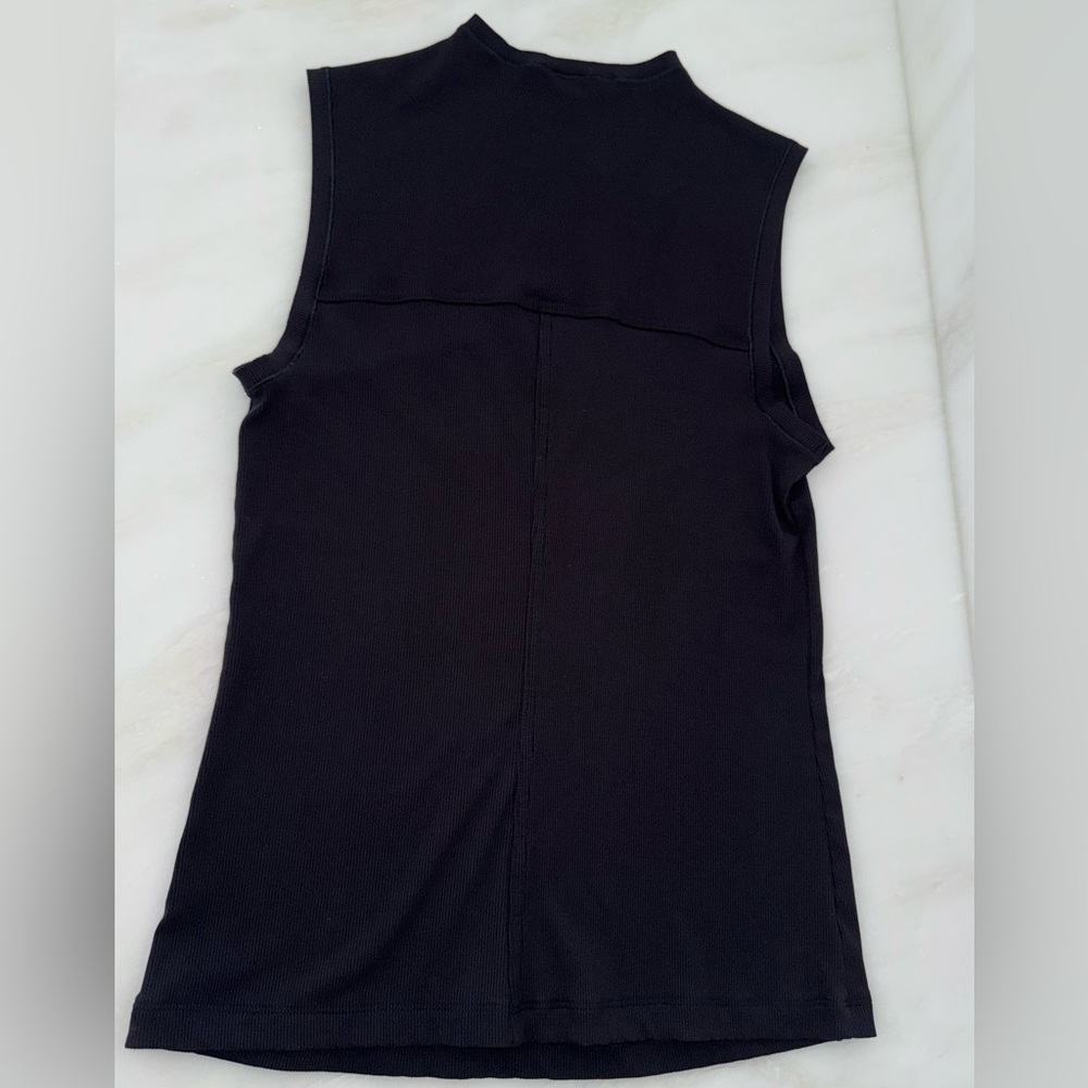 Signature Rib Mock Neck- Black - Picture 2 of 2